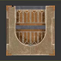 Industrial Vintage Equipment with Cube Design Wooden Metal Ornate Frame Circular Openings and Windows