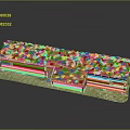 Detailed Wooden Model House With Green Yellow Vegetation Roof Windows Door And Brown Base