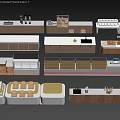 Multiple Styles Wooden Display Shelves And Matching Service Counters For Modern Cafe Bakery Retail Spaces