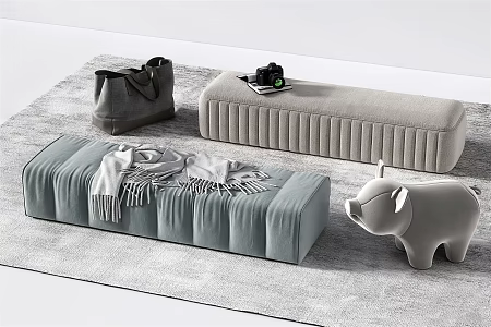Modern bed end stool 3d model