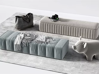 Modern bed end stool 3d model