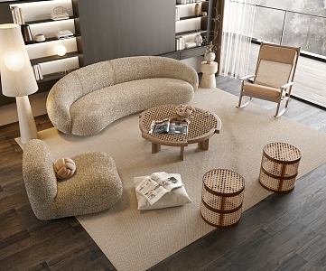 Modern sofa coffee table combination 3d model