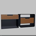 Modern Bedside Tables With Brown Leather Drawer And Black Frame Design 3d model
