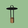 Sleek Modern Round Side Table With Black Top And Wooden Base Design 3d model