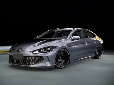 Silver Modern Sporty Sedan Car With Sleek Body Front Grille And Alloy Wheels 3d model