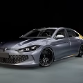 Silver Modern Sporty Sedan Car With Sleek Body Front Grille And Alloy Wheels