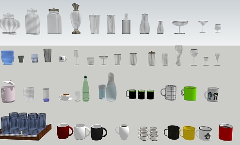 Modern Cups Tea Set Cups Water Cups Glass Tube Cups 3d model