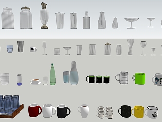 Modern Cups Tea Set Cups Water Cups Glass Tube Cups 3d model