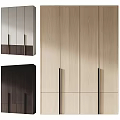 Modern Wardrobe Interior Design With Wooden And Light Colored Panels And Metal Handles