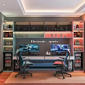 Modern Electronic Sports Entertainment Room Interior With Dual Monitors And Gaming Chairs