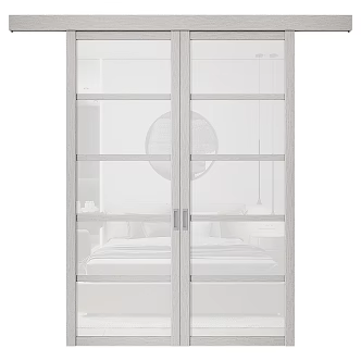 Nordic Simple Double Door Glass Door 3d model