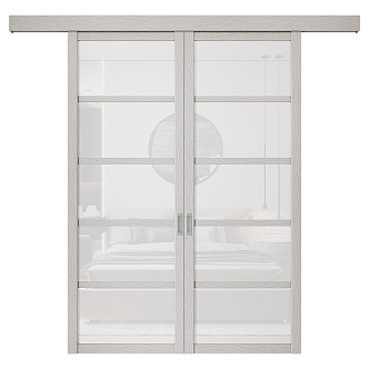 Nordic Simple Double Door Glass Door 3d model