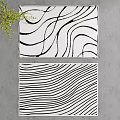 Modern Square Rugs With Black And White Wavy Patterns For Home Decor 3d model