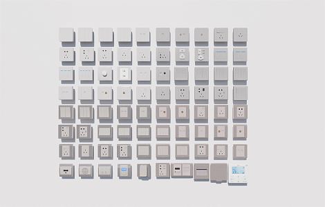 Modern switch panel combination socket switch socket combination access card but telephone network socket light combination 3d model