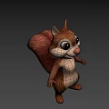 Cute 3D Cartoon Squirrel Character Standing With Big Eyes And Brown Fur