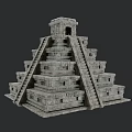 Ancient Stone Architectural Structure With Layered Platforms Stone Steps And Masonry Blocks 3d model