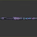 Futuristic Weapon with Neon Pink Blue Purple Lights Sci Fi Rifle Design Metallic Finish