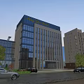 Ming Yuan Hotel Modern Glass Facade Building In Urban Blue Sky View