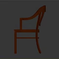 Red Wooden Chair With Armrests Slatted Backrest And Solid Seat Design