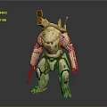 Futuristic Game And Movie Mechanical Character With White Gold Armor Headgear And Weapon