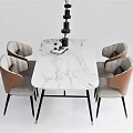 Light Luxury Dining Table and Chair Combination Dining Table and Chair Dining Table Long Table Four-person Dining Table 3d model