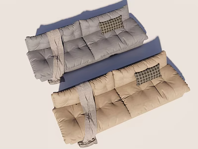 Two Tone Gray Beige Lazy Sofa with Soft Cushions and Checkered Pillows Modern Design 3d model