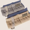 Two Tone Gray Beige Lazy Sofa with Soft Cushions and Checkered Pillows Modern Design