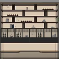 Modern Wine Cabinet With Multiple Shelves Wine Bottles Glasses And Decorative Items