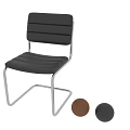 Modern Dining Chairs Leather Upholstered Silver Metal Frame Black Brown Colors Sleek Striped Backrest