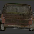 Rusty Vintage Truck With Green Red Rust On Old Exterior Body Surface