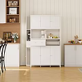 Minimalist White Side Cabinet With Ample Storage Space For Storing Various Small Kitchen Appliances
