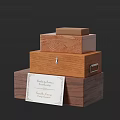Stacked Wooden Storage Boxes In Different Sizes With Metal Clasp And Certificate Card