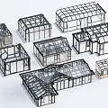 Modern Diverse Glasshouse Frame Structures With Various Architectural Designs And Shapes 3d model