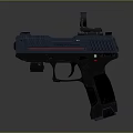 Two Blue Futuristic Pistols With Red Stripe Details And Modern Tactical Design