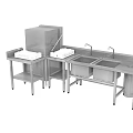 Stainless Steel Commercial Kitchen Appliances Including Dishwasher Sinks And Workstation