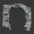 Wood And Stone Archway Structure With Rustic Masonry And Natural Plant Details