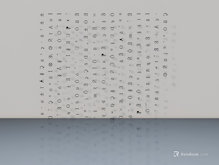 Hinged Door with Gray Surface Digital Letter Dots and Reflective Bottom Design 3d model 