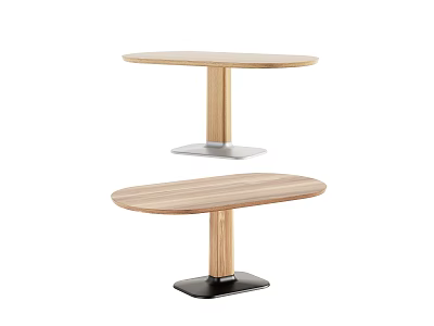 Modern Wooden Dining Table with Oval Top and Metal Base in Two Stylish Designs 3d model