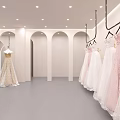 Modern Minimalist Bridal Shop Interior With Wedding Dress Display And Reception Desk