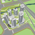 Aerial Planning Of Modern High Rise Buildings With Greenery And Urban Landscape