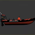 Red And Black High Speed Rescue Boat With Seats Console And Antenna Equipment