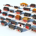 Ancient Chinese Architecture Models With Diverse Traditional Roof Styles And Designs