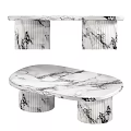 Elegant Marble Dining Table With Oval Top And Fluted Legs Modern Design 3d model