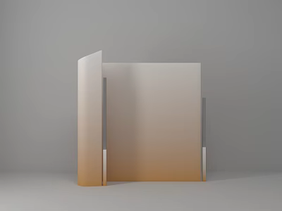 Modern Interior Glass Room Divider With Gradient Color And Metal Frame Design 3d model