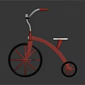 Classic Red Tricycle With White Seat Silver Handlebar And Black Wheels Design