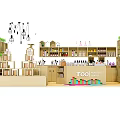 Modern Display Shelves Layout Featuring Multi Level Racks Green Plants And Products