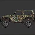 Camouflage Painted Off Road Vehicle with Black Roof and All Terrain Tires