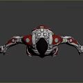 Futuristic Game Movie Character With White Red Armor And Mechanical Design Details