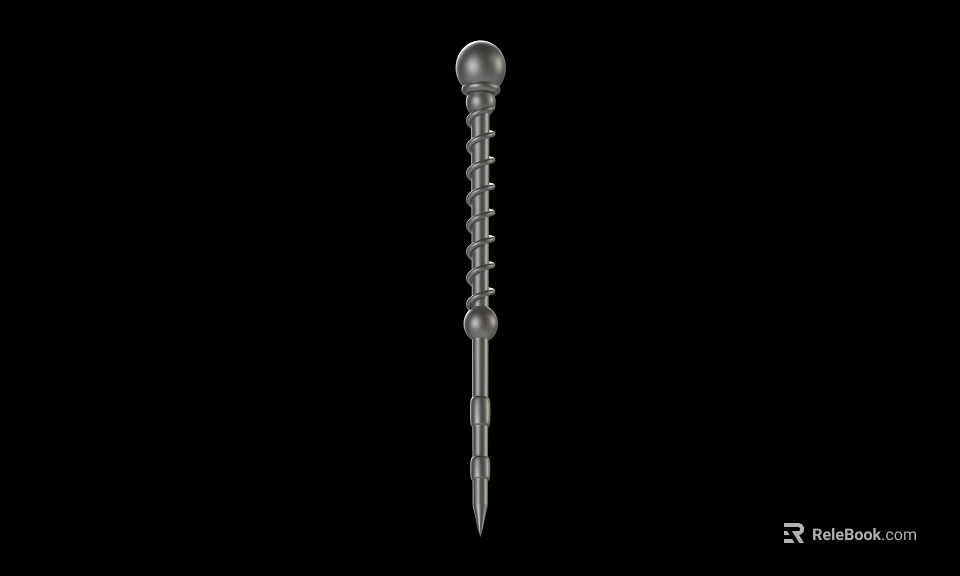 Spiral Designed Metal Weapon With Spherical Head And Sharp Pointed Tip 3d model 