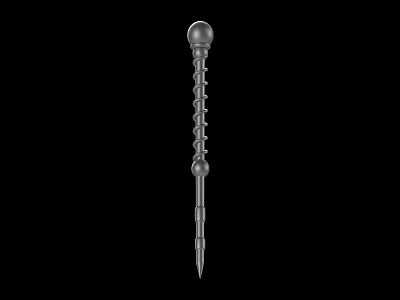 Spiral Designed Metal Weapon With Spherical Head And Sharp Pointed Tip 3d model